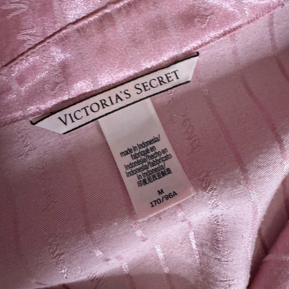 Victoria secret 2 piece pj set satiny shiny striped pin strip pink black luxury - Picture 7 of 9